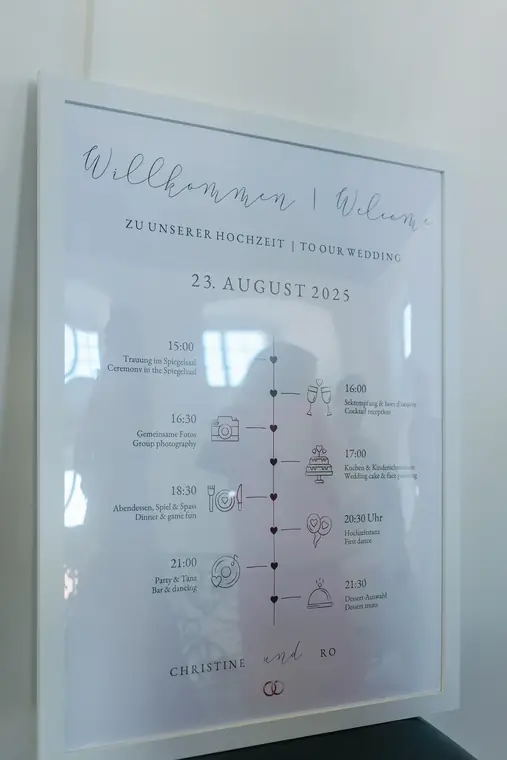 The welcome sign at the palace, 23 August 2025